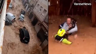 Alluvione Spagna le incredibili immagini di salvataggi e devastazione [upl. by Yur]