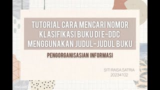 Tutorial Mencari Nomor Klasifikasi Buku di EDDC Menggunakan JudulJudul Buku [upl. by Eintrok]