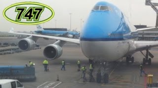 Boeing 747 KLM Parking Schiphol HD [upl. by Nahtnamas]