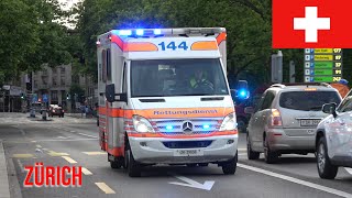 🇨🇭 Ambulances Rettungsdienst Zürich responding with lights and sirens 1604 [upl. by Naejeillib]