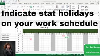 How to indicate stat holidays on your work schedule in Excel [upl. by Taylor]