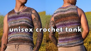 crochet summer tank top tutorial  crochet casual tank in any size [upl. by Enait]