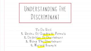 Algebra Using the Discriminant Solving Quadratic Equations [upl. by Atteval471]