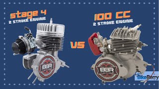 Comparing 100cc to 80cc 2stroke Motorized Bike Engine  BikeBerry [upl. by Enytsuj496]