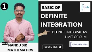 Definite Integration  Basic lecture As limit of sum 12th math  NandusirMathematics [upl. by Nauj163]