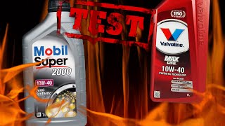 Mobil Super 2000 10W40 kontra Valvoline Maxlife 10W40 Clean Test 400°C [upl. by Kevon]