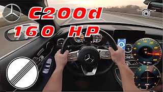 2018 MercedesBenz C200d 160HP Acceleration amp Top Speed on German Autobahn 100200 kmh [upl. by Nnylak]