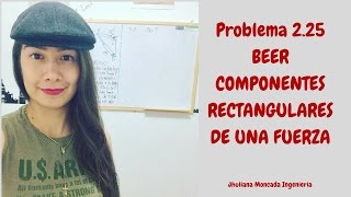 Problema de Descomposición de Fuerzas Ejercicio 225 Libro BEER [upl. by Rodama]