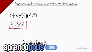 Multiplicación de monomios con coeficientes fraccionarios [upl. by Gav]