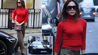 Victoria Beckham Rocks Stylish Red Look [upl. by Hurd]