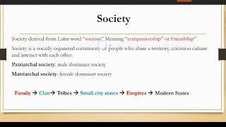 What is Society Patriarchal societyMatriarchal society State Society and Civic Engagement [upl. by Erroll107]