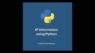 IP Info using python coding learning [upl. by Lalise]