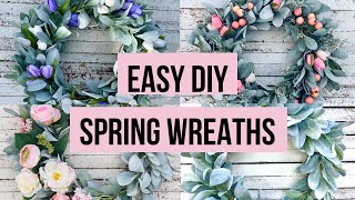 3 EASY DIY SPRING WREATHS  How to make a spring wreath using lamb’s ear [upl. by Gipsy]