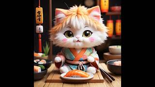 Thé Japanese Kitten Eating Sushis 🍣🍤🍤 [upl. by Sharon998]