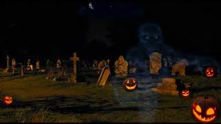 Halloween Ambience Dark Haunted Cemetery with Ghosts and Crickets  ASMR Nature Sounds 3 Hrs 2024 [upl. by Anallise588]