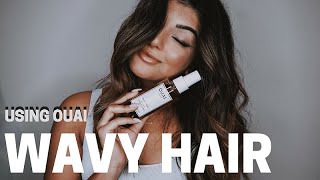 NO FRIZZ WAVY HAIR TUTORIAL  Using OUAI [upl. by Lanaj858]