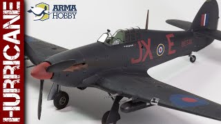 Hawker Hurricane Mk IIC Night Intruder Arma Hobby 148 scale model [upl. by Kooima]