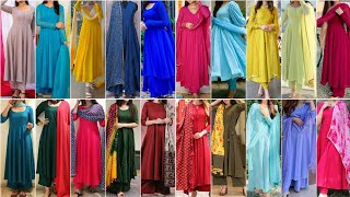 Simple or Stylish Plain Anarkali Suit Design Ideas for girls 2023  Anarkali Style Suit Design [upl. by Gnoud]