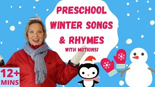 Preschool Winter Songs and Rhymes  Snowman Penguin and Mitten Songs for Kids  Miss Nina [upl. by Zitella803]