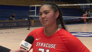 Syracuse Volleyball falls to Duke 31 [upl. by Navarro]