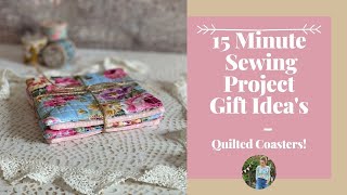 15 Minute Easy Sewing Projects  Easy Quilted Coasters Tutorial Vlog [upl. by Chantalle]