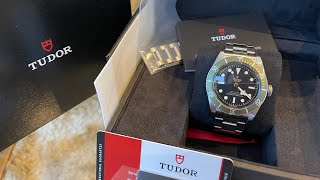 Unboxing amp Review Tudor Black Bay Harrods 79230G  the rarest Tudor you can buy [upl. by Curtice]