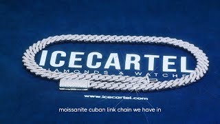 12MM Prong Moissanite Miami Cuban Link Chain  ICECARTEL [upl. by Neelyahs590]