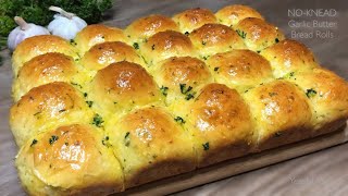 NOKNEAD GARLIC BUTTER BREAD ROLLS  Garlic Dinner Rolls  Buns [upl. by Ellehcrad]