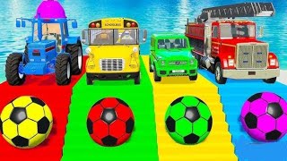 TRANSPORTING PIXAR CARS amp FRUITS WITH COLORED TRUCK amp JOHN DEERE VS CLASS TRACTORS  BeamNGdrive 6 [upl. by Davina]