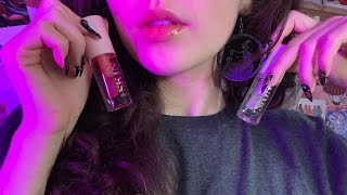 ASMR  Sticky Lip Oil Application w Long Nails  mouth sounds face touching close up [upl. by Kavanagh]