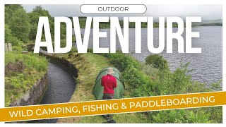 Wild camping Scotland Pike fishing and paddleboarding Clatteringshaws loch in the Galloway forest [upl. by Austina]