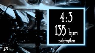 135 Bpm  43 Polyrhythm Drum Beat [upl. by Angus666]