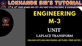 ENGINEERING M3  UNIT LAPLACE TRANSFORM LECTURE01 [upl. by Leinadnhoj]