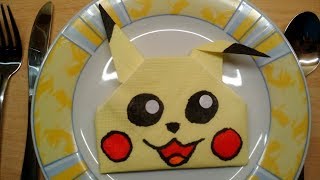 Servietten falten Pikachu  Basteln mit Kindern Pokemon [upl. by Calie]