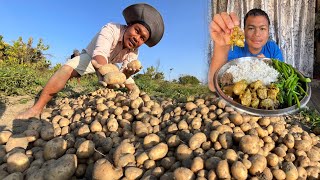 Khet se Bahut Aalo Mila hai  Local Organic Potato  Bought Pork and chili from Local Market  Uncle [upl. by Eyma]