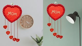 Mom name Heart shaped wall hanging  Diy easy woolen wall hanging craft ideas [upl. by Hadeehsar305]