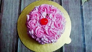 One Egg Strawberry Cake  Rosette Cake  How To Make Strawberry Cake [upl. by Glorianna531]