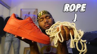 HOW TO PUT ROPE LACES ON AF1S THE CORRECT WAY TUTORIAL [upl. by Alacim]