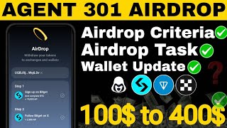 Agent 301 Airdrop Withdrawal  Agent 301 Airdrop Listing Date  Agent 301 Update [upl. by Williamson]