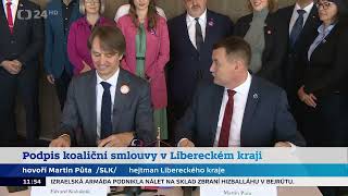 Podpis koaliční smlouvy v Libereckém kraji a komentář Martina Půty 16 10 2024 [upl. by Plunkett219]