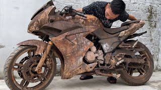 Super Old Broken Motorbike Worth 10USD Uploaded To KAWASAKI As A Gift To My Younger Brother [upl. by Sherris559]