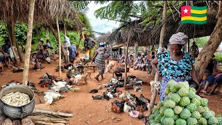 Rural village market day in kouvé Togo 🇹🇬 west Africa Cost of living in an African village [upl. by Kelley220]