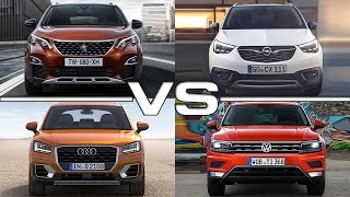 Peugeot 3008 vs Opel Crossland X vs Audi Q2 vs Volkswagen Tiguan [upl. by Cordeelia]