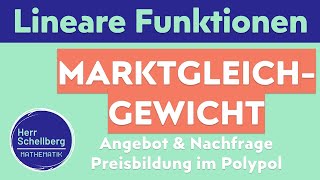 Marktgleichgewicht  Angebot und Nachfrage im Polypol Lineare Funktionen  ökonomische Anwendung [upl. by Frodin]