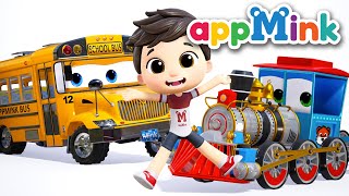 Wheels On The Bus  Kart Racing  Choo Choo Train  appMink Kids Video amp Nursery Song [upl. by Damalas]