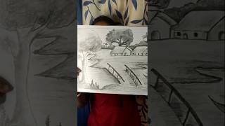 গ্রামের পরিবেশ পেনসিল sketch drawingshorts shortvideo pencilart [upl. by Jada]