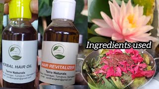 Ingredients used in Herbal Hair Oil amp Revitalizer hairoil haircare hairrevitalizer [upl. by Saxet]