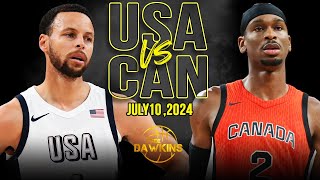 USA vs Canada Full Game Highlights  Olympics WarmUp  July 10 2024  FreeDawkins [upl. by Petunia]