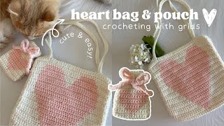 how to crochet a heart bag amp pouch  indepth tapestrypixel grid crochet tutorial [upl. by Melba]