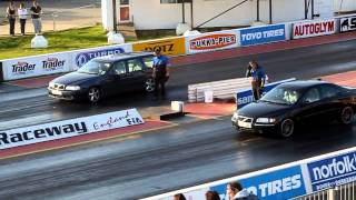 Volvo V70R vs Remapped S60 D5 at Santa Pod [upl. by Arahset679]